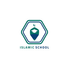 Islamic school logo in pencil and mosque shape.