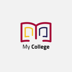 Educational logo with shapes like books and letters.