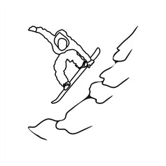 line art of a snowboarder