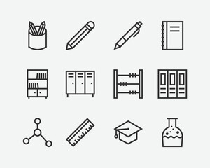 Set of education vector icon. School icon symbol. Education vector illustration on isolated background. Education sign for mobile concept and web design