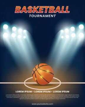 Basketball with spotlight illustration flyer vector
