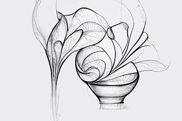 Line art digital sketch background of abstract flower