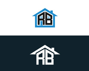 Abstract RB Letter Creative Home Shape Logo Design. Unique Real Estate, Property, Construction Business identity Vector Icon.