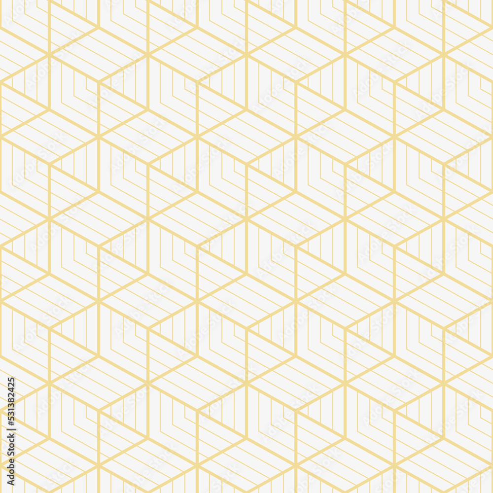 Poster abstract geometric seamless pattern, simple gold line texture on white background design for geometr