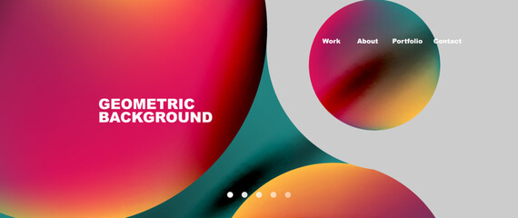 Flowing gradient colors and round elements and circles. Vector illustration for wallpaper, banner, background, leaflet, catalog, cover, flyer