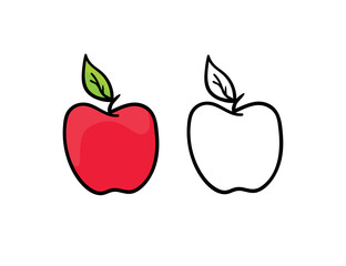 Hand drawn red apple illustration