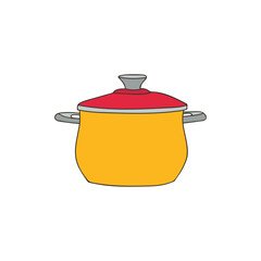 Saucepan colorful doodle illustration in vector. Saucepan colorful icon in vector. Saucepan illustration in vector.