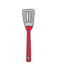 Spatula colorful icon in vector. Spatula colorful doodle illustration in vector. Kitchen spatula illustration in vector
