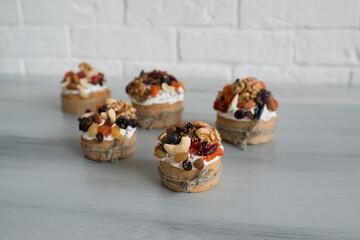 Pastries with nuts and raisins on the table