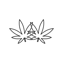 Cannabis icon, marijuana leaf logo isolated on white background