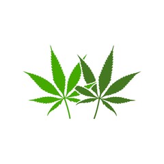Cannabis icon, marijuana leaf logo isolated on white background