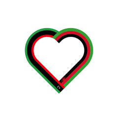 friendship concept. heart ribbon icon of libya and malawi flags. vector illustration isolated on white background