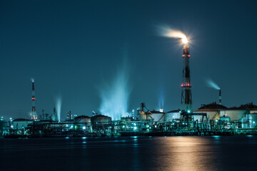 Night view of the Japanese factory zone