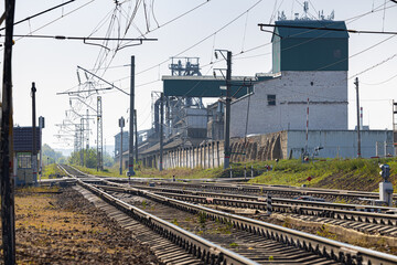 Fototapeta na wymiar old railway crossing in the industrial area