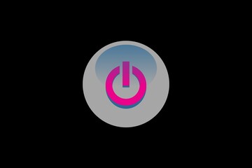 Black abstract background with power button element