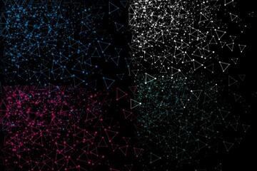 Black abstract background with colorful geometric line elements