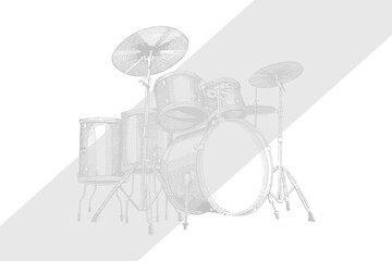 White abstract background with drum elements on gray