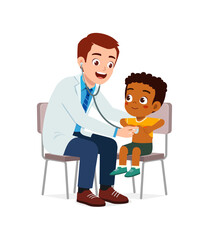 doctor do examine to little kid to check the illness