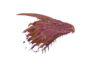 Dragon head Illustration,drawn in detail with scales on the face, perfect for T-shirt, Apparel or merchandise design