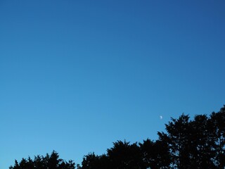 blue sky, moon