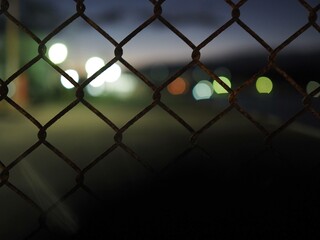 midnight, night view, fence, metal