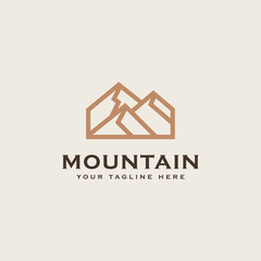 Mountain Adventure and Outdoor Vintage Logo Template. Badge or Emblem Style. Vector Illustration