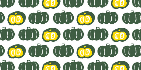かぼちゃのシームレスパターン（白）