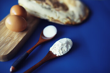 Lavash from whole grain durum flour. Handmade fresh pastries. Flour product. Bread, flour and ingredients.