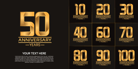 set of anniversary with gold color can be use for celebration moment
