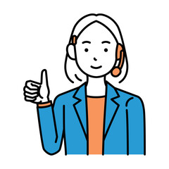 コールセンター　オペレーター　女性　グッドポーズ　ボブ