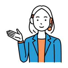 コールセンター　オペレーター　女性　案内　ボブ