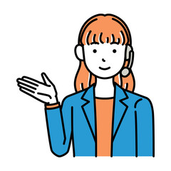 コールセンター　オペレーター　女性　案内　ロングヘア