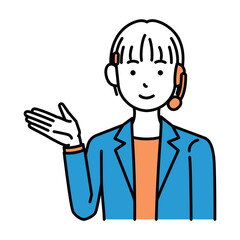 コールセンター　オペレーター　女性　案内　ショートカット