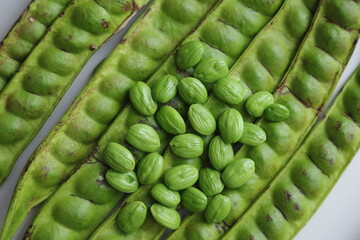 Petai or bitter bean or stink bean. Close up
