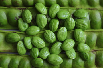 Petai or bitter bean or stink bean. Close up