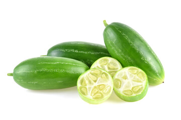 Ivy gourd, Coccinia grandis, Family Cucurbitaceae from central of Thailand.Isolated on white background
