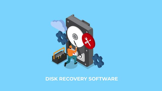 Male worker fixing a broken hard drive
