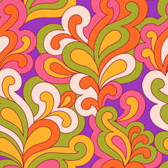 Abstract vintage fashion print. Retro groovy 60s 70s vector seamless pattern. Old school psychedelic hippie design for package, branding, textile, stationery, wraping paper, gift cards, any surface