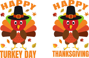 Happy Thanksgiving Day funny cartoon illustrations