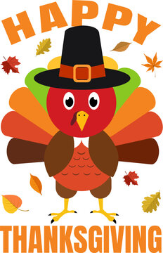 Happy Thanksgiving Day funny cartoon illustration