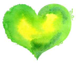 watercolor light green heart with a lace edge