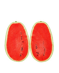 Close-up of fresh slices of red watermelon 