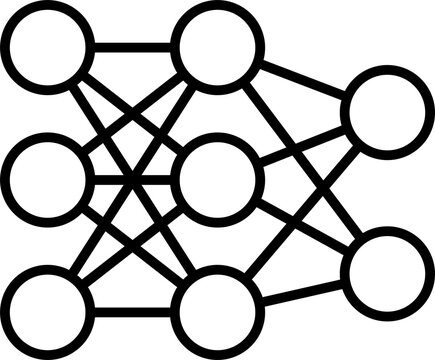 Isolated icon of a neural network. Concept of artificial intelligence, deep learning and machine learning. 