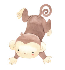 Watercolor monkey illustration for kids