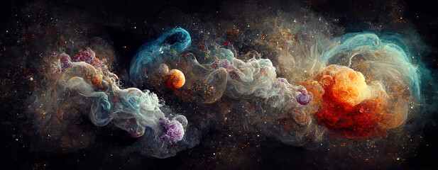 Obraz na płótnie Canvas abstract space landscape with nebulae and stars on a black background