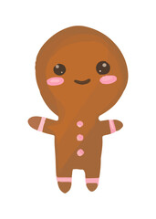 Vector Gingerbread Man Christmas Cookies hand painted in watercolor.