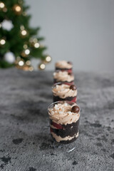 Baking in a transparent cup on the table
