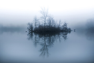 mystical landscape of an island on a lake - 531395206