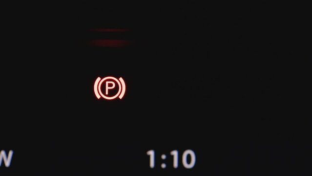 Many different car dashboard lights with warning lamps illuminated. Light symbol that pops up on dashboard when something goes wrong with the engine