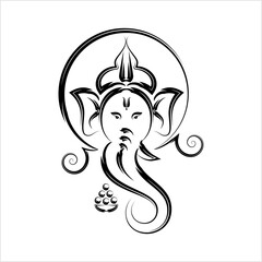 Ganesha The Lord Of Wisdom Calligraphic Style M_2209002